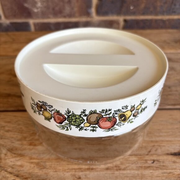 PYREX SPICE OF LIFE See-N-Store GLASS CANISTER CONTAINER 4" x 6" vintage 1970's - Picture 2 of 12